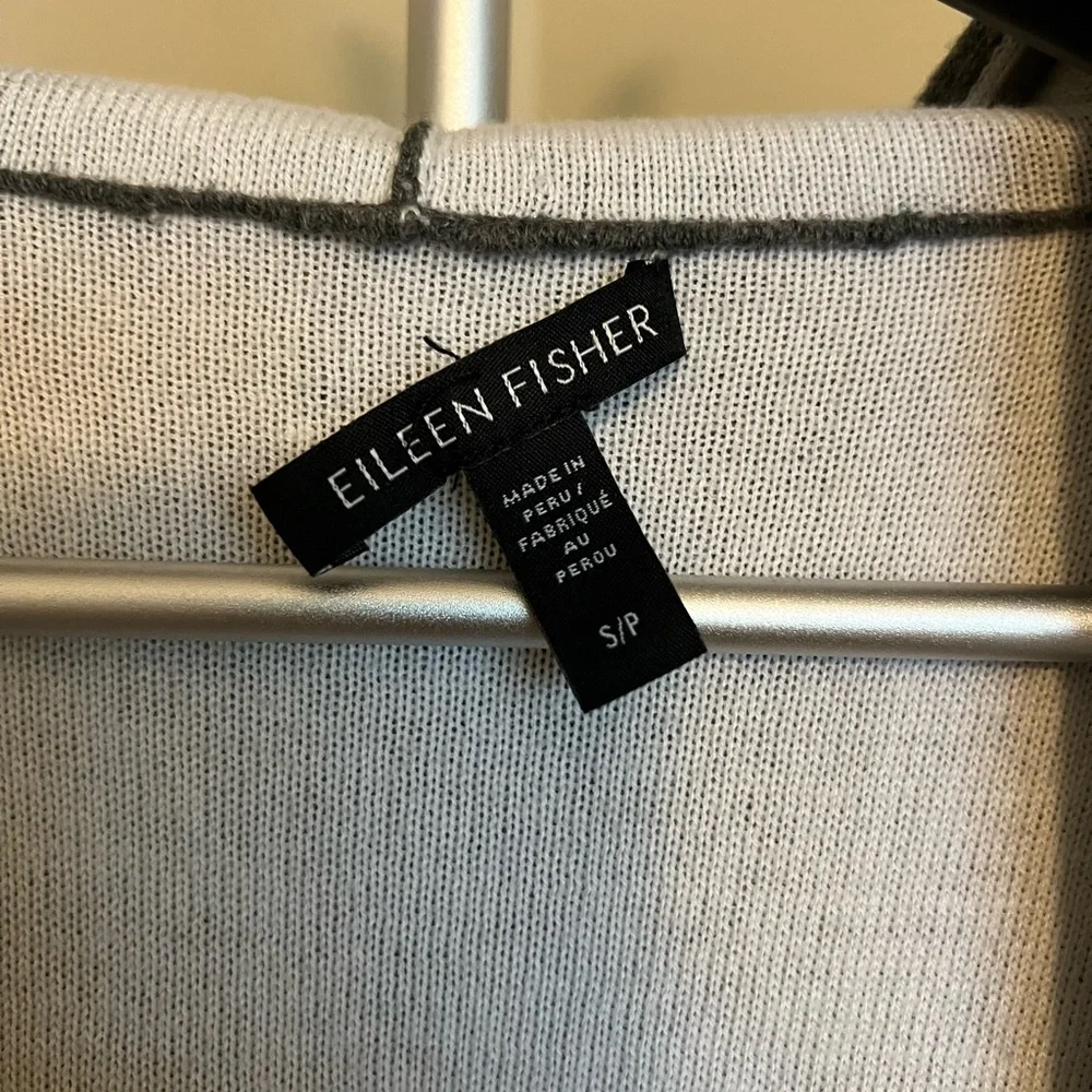 Eileen Fisher Cotton/TENCEL blend Gray Knit Cardigan (Small)